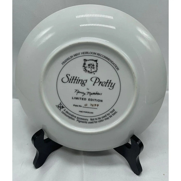 Sitting Pretty Collectors Plate Nancy Matthews Franklin Mint Heirloom Cats Decor - Picture 3 of 8